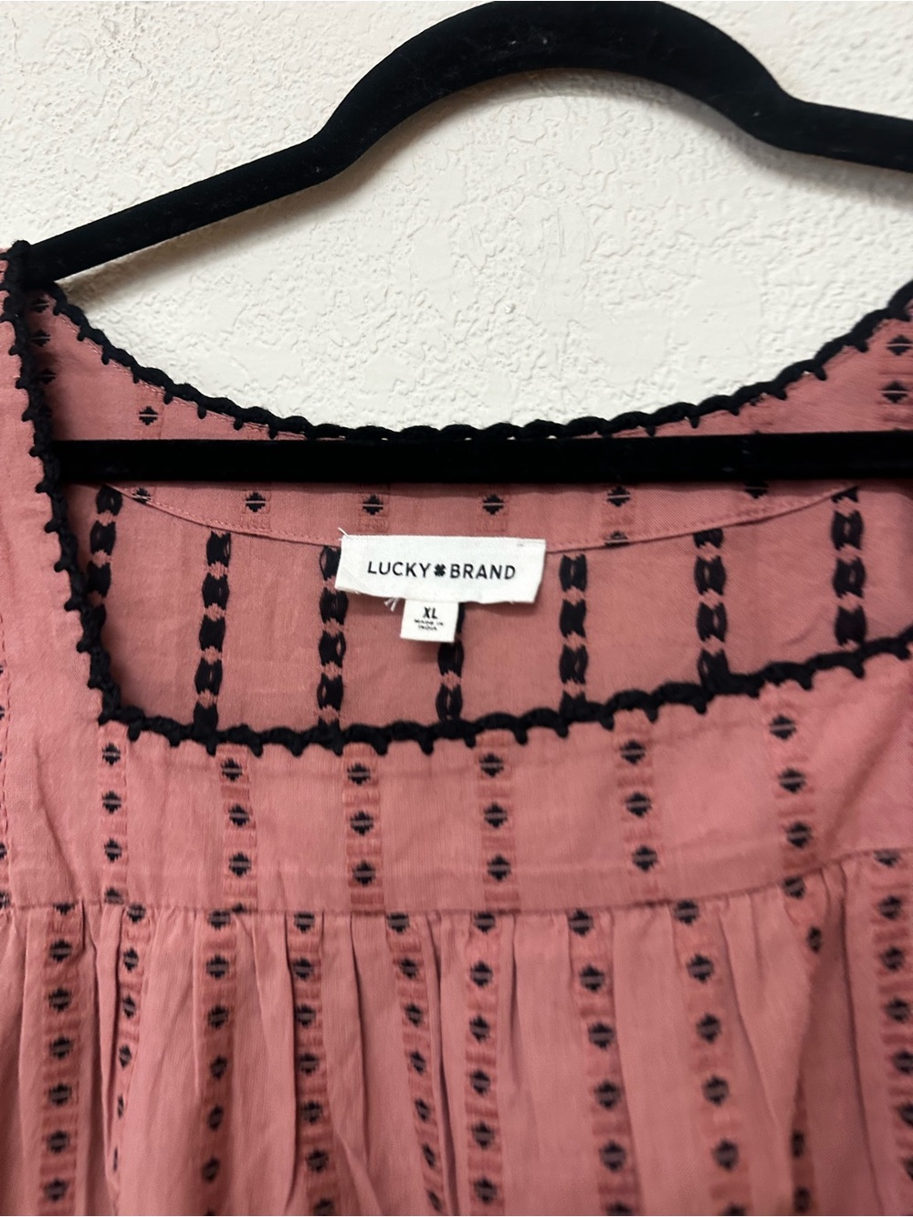 Lucky Brand NWT Women's Dusty Rose Square Neck Eyelet Top size XL - Picture 4 of 5